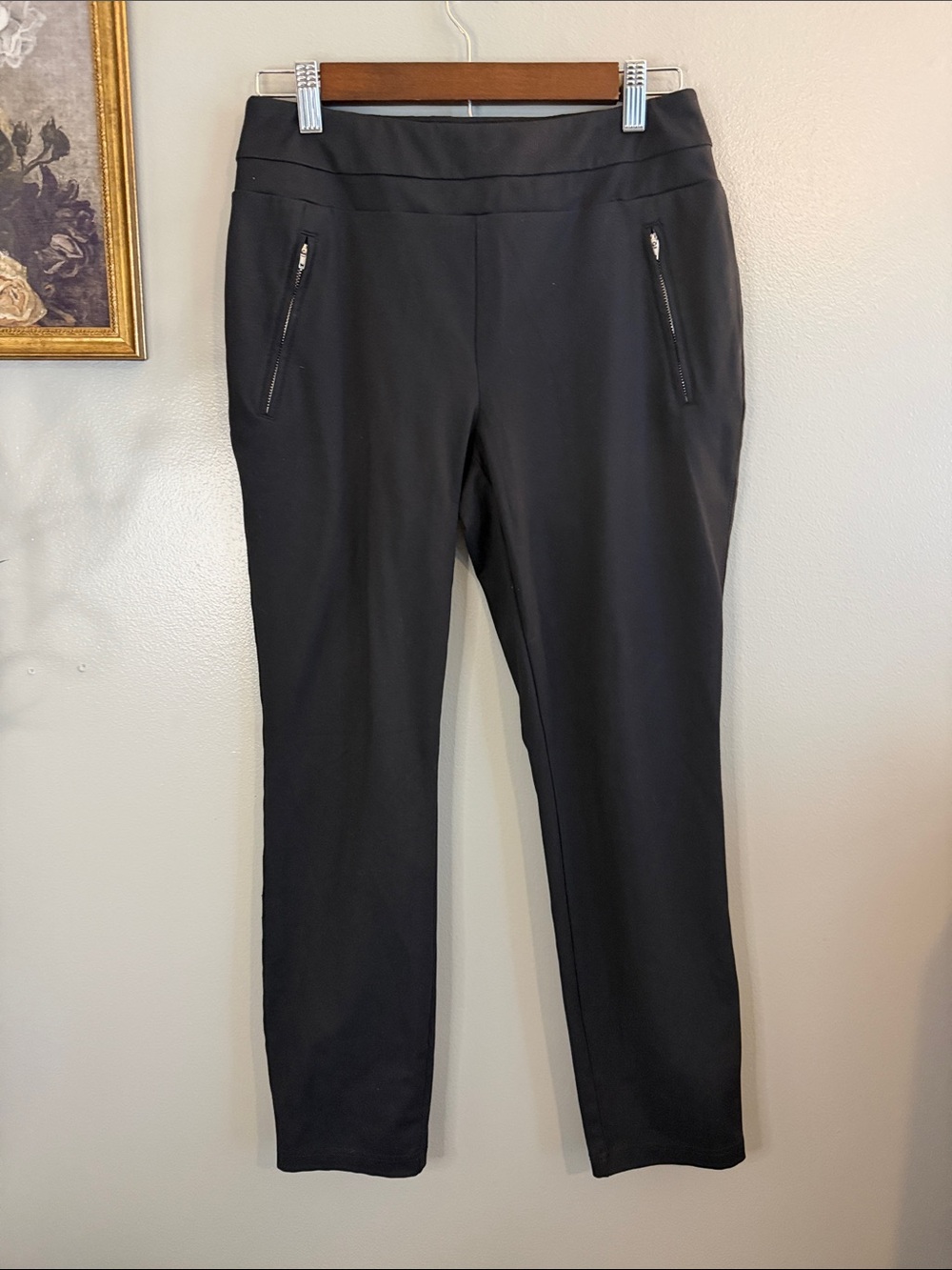 Zac & Rachel Black Stretch Pull On Ankle Pants Zip Pockets Size Small - Picture 6 of 7